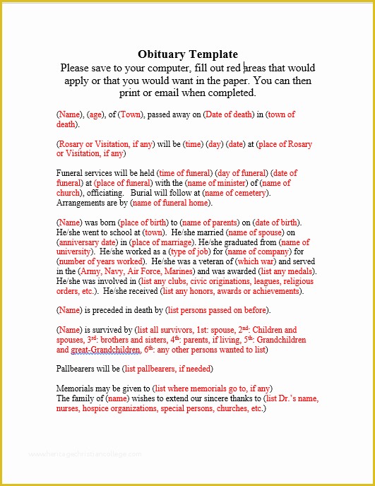 Free Obituary Template Of 21 Free Obituary Templates Samples and Guides