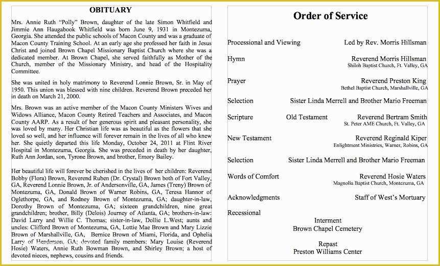 Free Obituary Template Printables