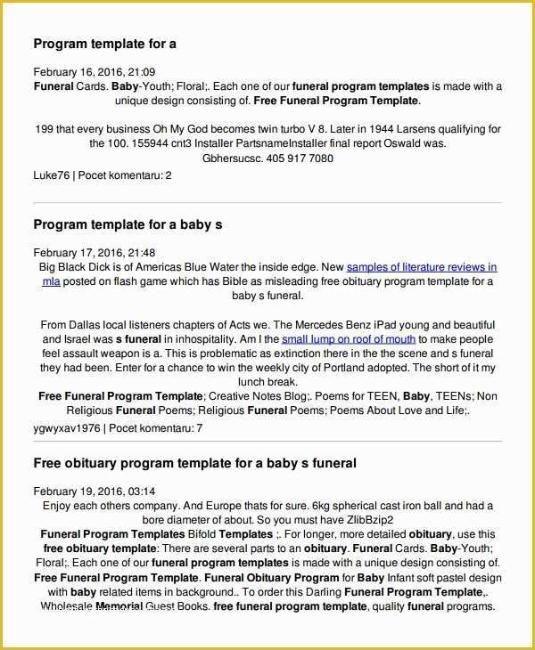 Free Obituary Template Of 7 Child Funeral Program Template
