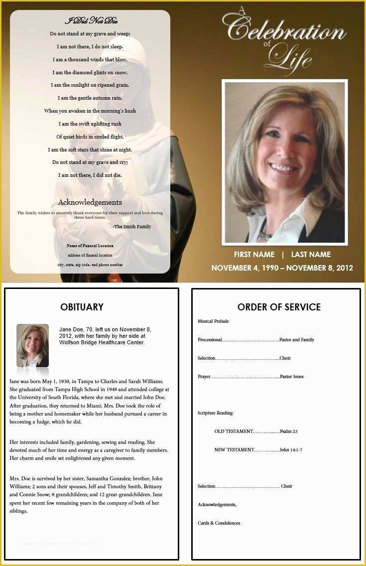 Free Obituary Template Of 73 Best Printable Funeral Program Templates Images On
