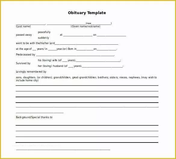 Free Obituary Template Of Obituary Template for Microsoft Word 2018