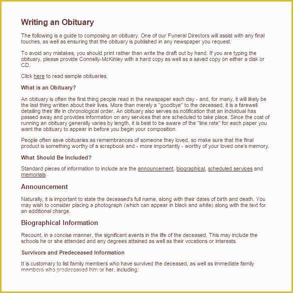 Free Obituary Template Of Obituary Writing Template 11 Free Word Excel Pdf
