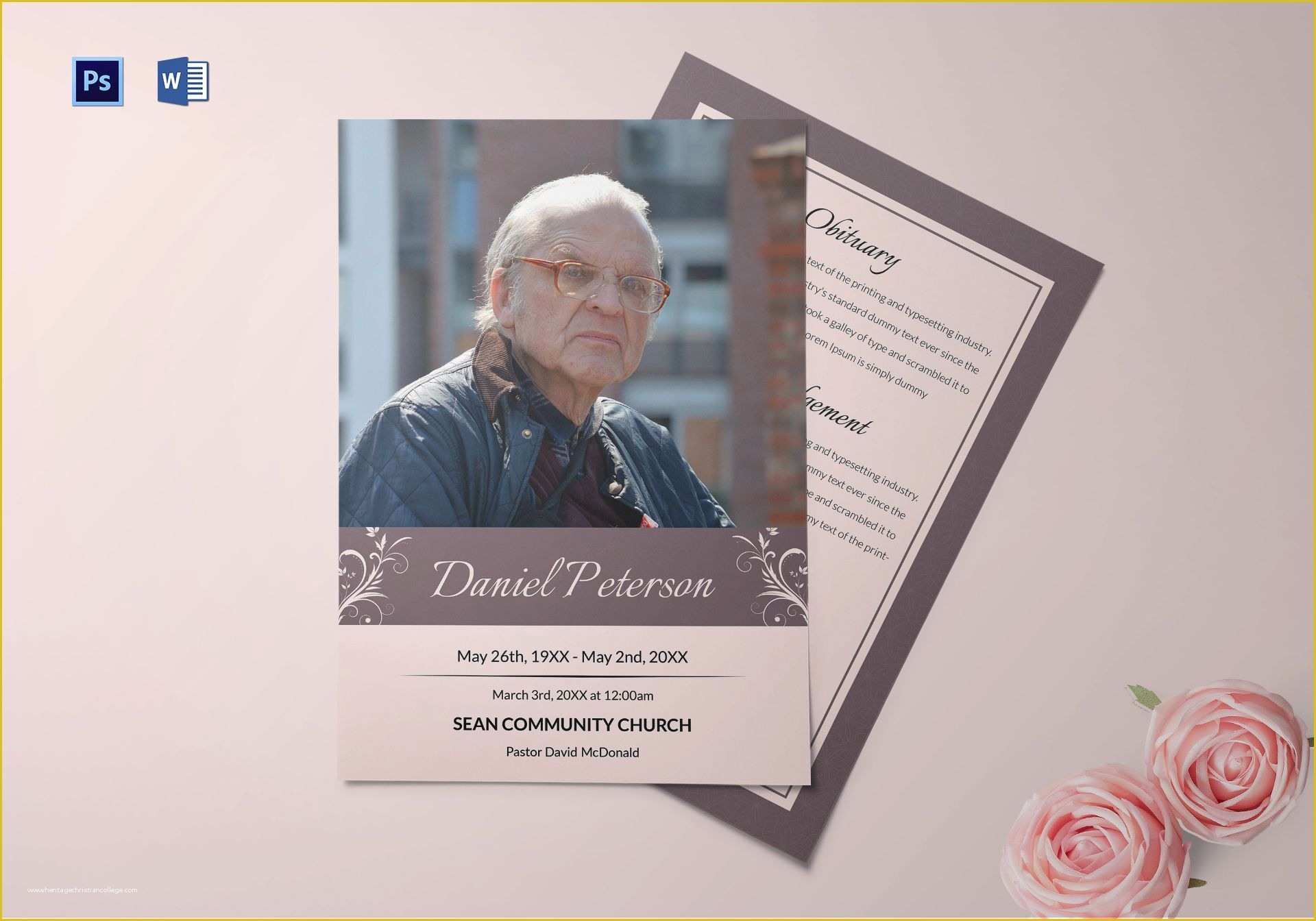 Free Obituary Template Photoshop Of Editable Funeral Obituary Template In Adobe Shop