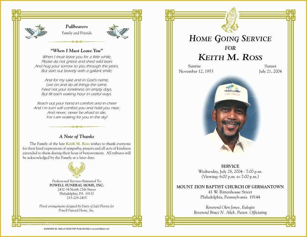 Free Obituary Template Photoshop Of Free Funeral Program Templates