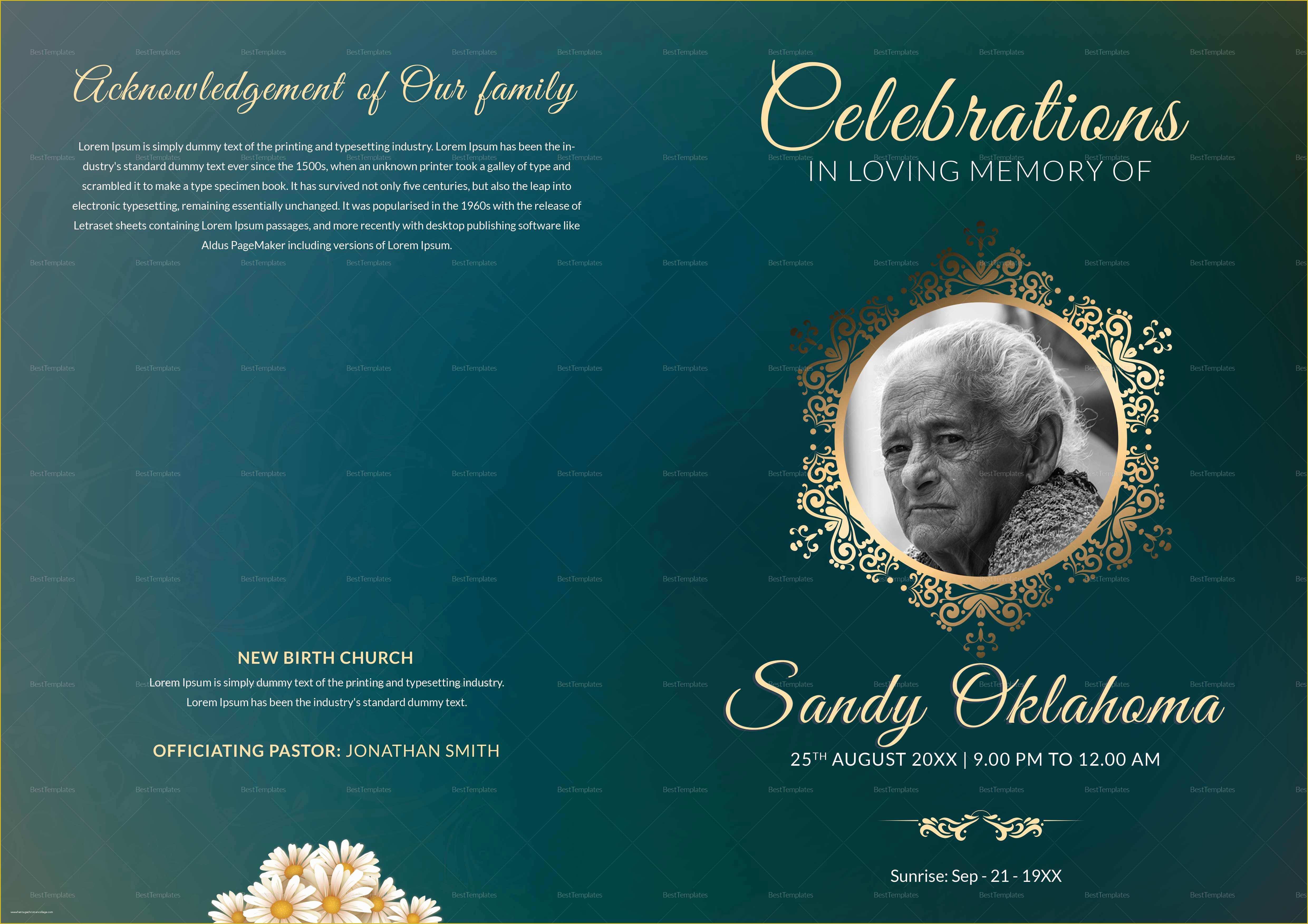 Free Obituary Template Photoshop Of Obituary Funeral Booklet Template In Adobe Shop