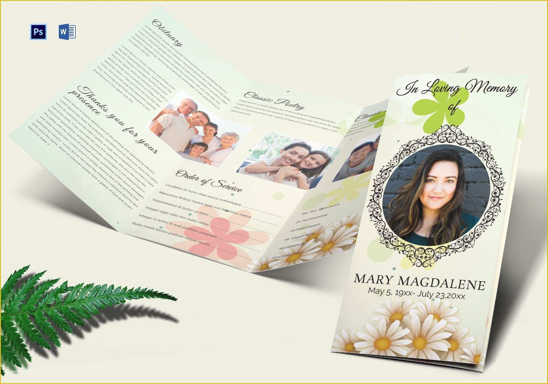 Free Obituary Template Photoshop Of Obituary Funeral Trifold Brochure Template In Adobe