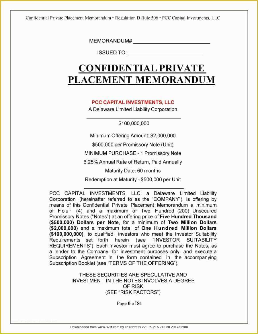 Free Offering Memorandum Template Of 40 Private Placement Memorandum Templates [word Pdf]