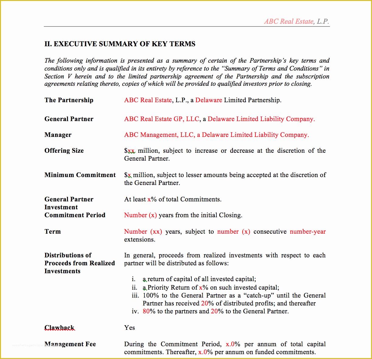 Free Offering Memorandum Template Of Free Real Estate Fund Fering Memorandum Download