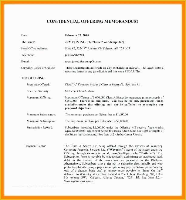 Free Offering Memorandum Template Of Investor Memorandum Template Example Luxury Real Estate