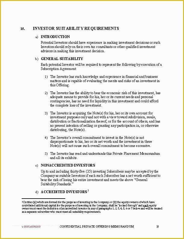 Free Offering Memorandum Template Of Private Offering Memorandum Template