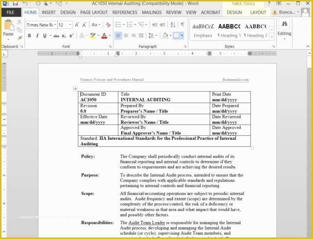 Free Office Procedures Manual Template Of Fice Procedures Manual Template Free Download