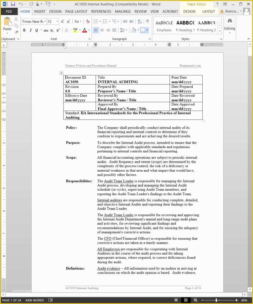 Free Office Procedures Manual Template Of Free Fice Policy Manual Template Rinchar Template