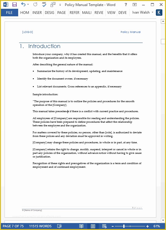 Free Office Procedures Manual Template Of Microsoft Fice Procedure Manual Template