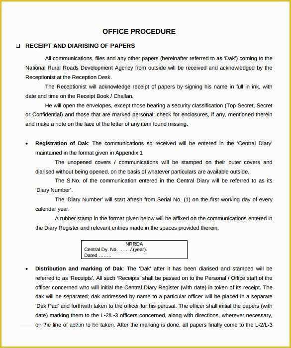 Free Office Procedures Manual Template Of Sample Fice Manual Templates – 9 Free Examples