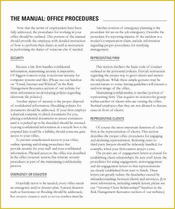 Free Office Procedures Manual Template Of Standard Operating Procedure Manual Template Fice