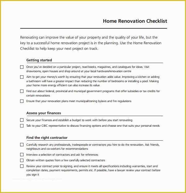 Free Office Renovation Project Plan Template Of 10 Renovation Checklist Templates to Download