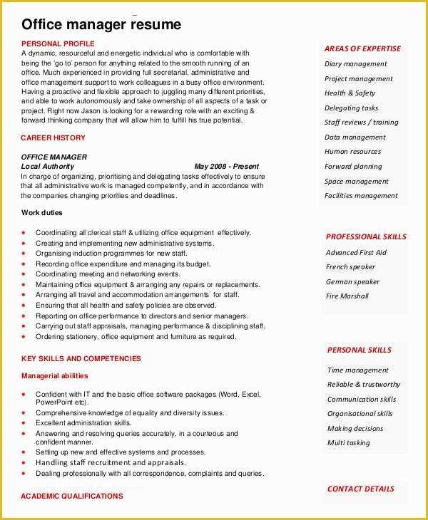 Free Office Resume Templates Of 49 Professional Manager Resumes Pdf Doc
