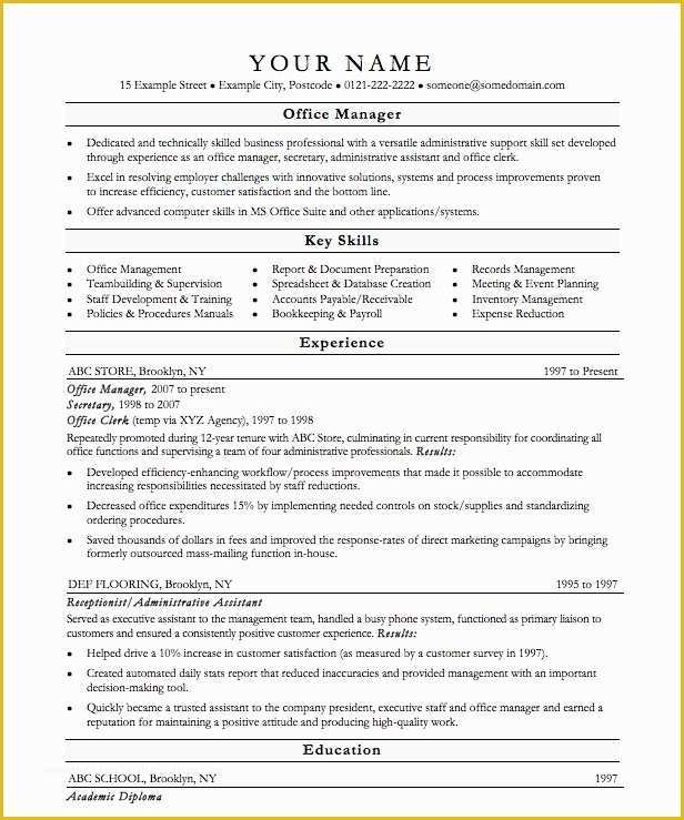 Free Office Resume Templates Of Fice Manager Resume Template Samplebusinessresume