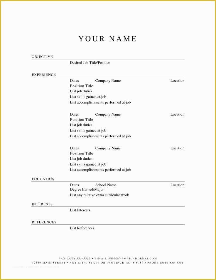 Free Office Resume Templates Of Printable Resume Templates