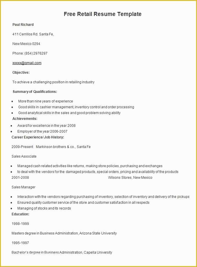 Free Office Resume Templates Of Resume Templates – 127 Free Samples Examples & format