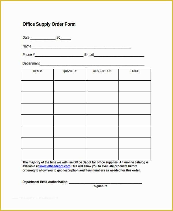 Free Office Supply List Template Of 10 Supply order Templates Free Sample Example format