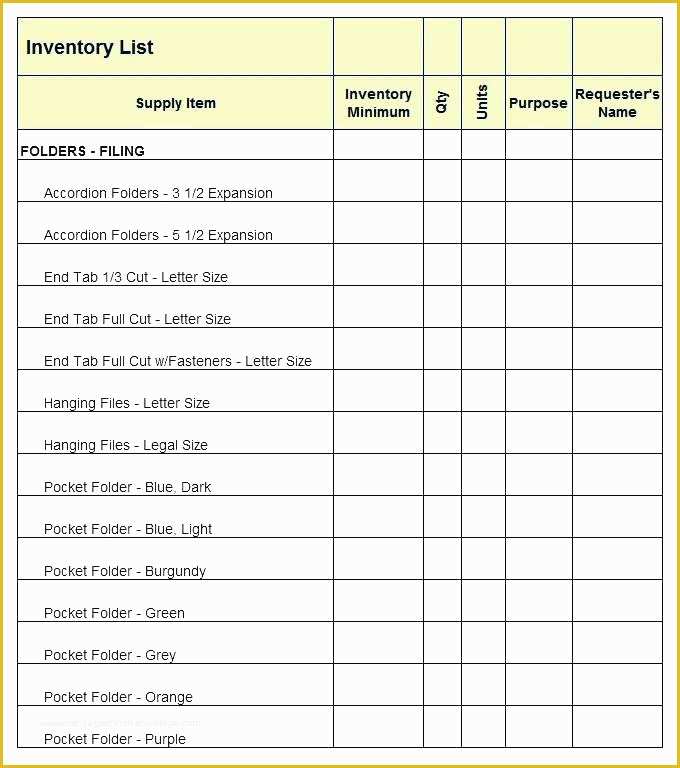 Free Office Supply List Template Of Fice Supplies Inventory Spreadsheet and Supply Download