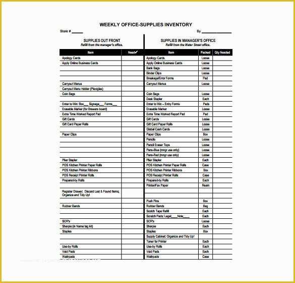 Free Office Supply List Template Of Fice Supplies Inventory Template