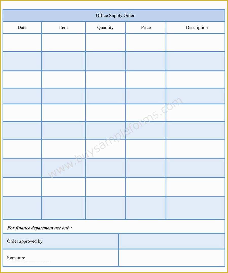 Free Office Supply List Template Of Fice Supply order form