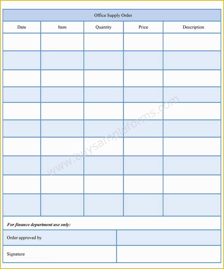 Free Office Supply List Template Of Fice Supply order form