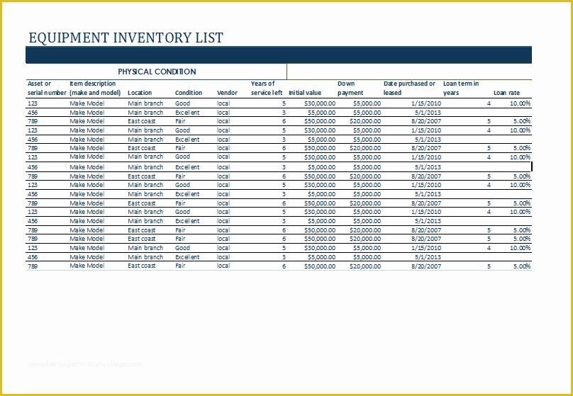 Free Office Supply List Template Of Ms Excel Equipment Inventory List Template