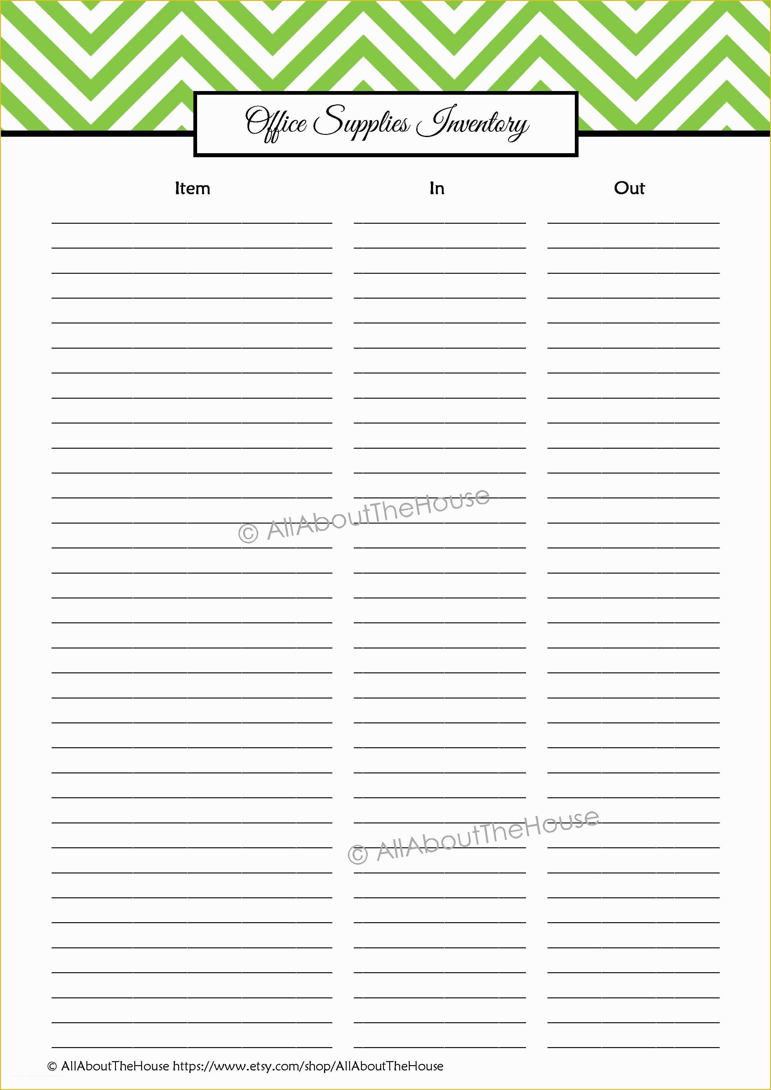 Free Printable Office Supply List Template