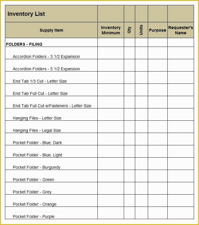 Free Office Supply List Template Of Supply Inventory Template 19 Free Word Excel Pdf