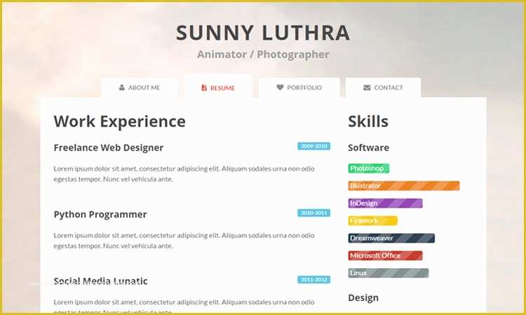 Free One Page HTML Template Of 20 Best Free HTML Resume Templates to Download Trendytheme