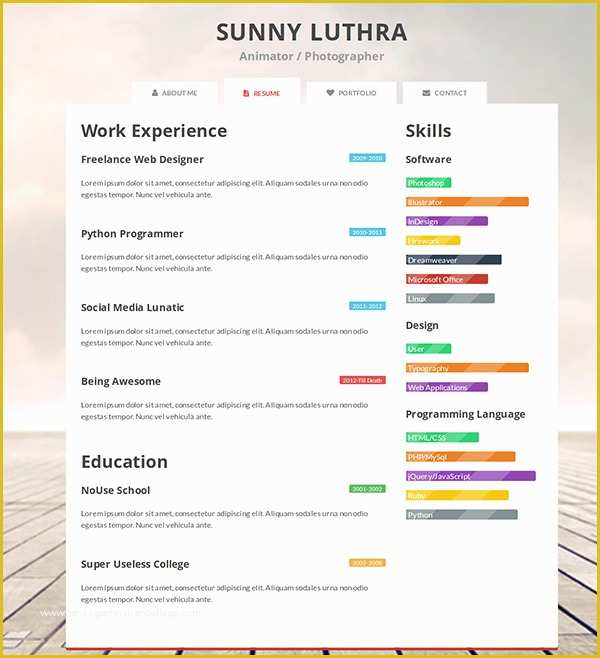Free One Page HTML Template Of 41 HTML5 Resume Templates Free Samples Examples format