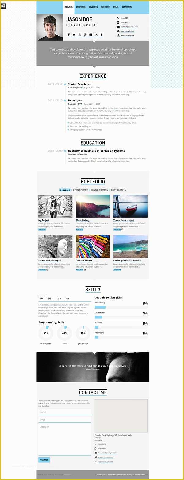 Free One Page HTML Template Of 41 HTML5 Resume Templates Free Samples Examples format