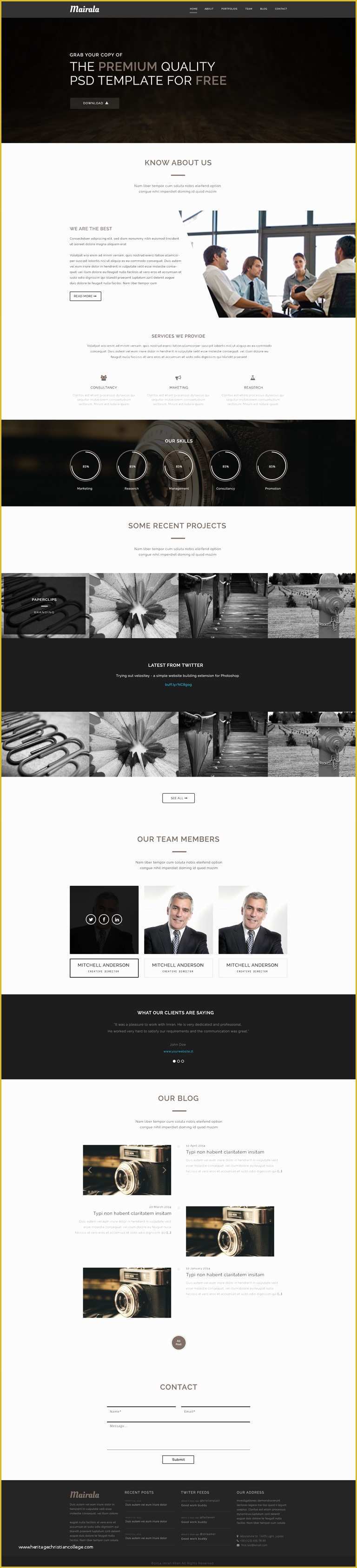 Free One Page HTML Template Of Corporate E Page Website Template