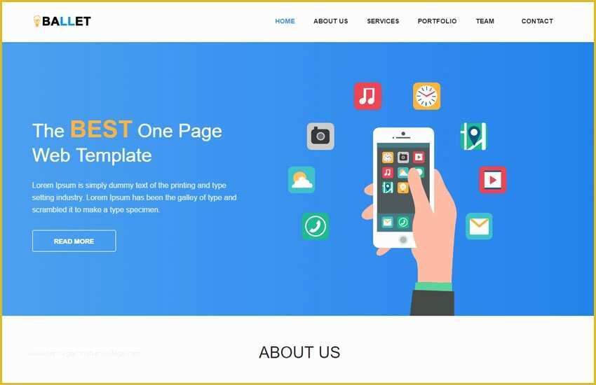 Free One Page HTML Template Of E Page Free Website Template by Webthemez