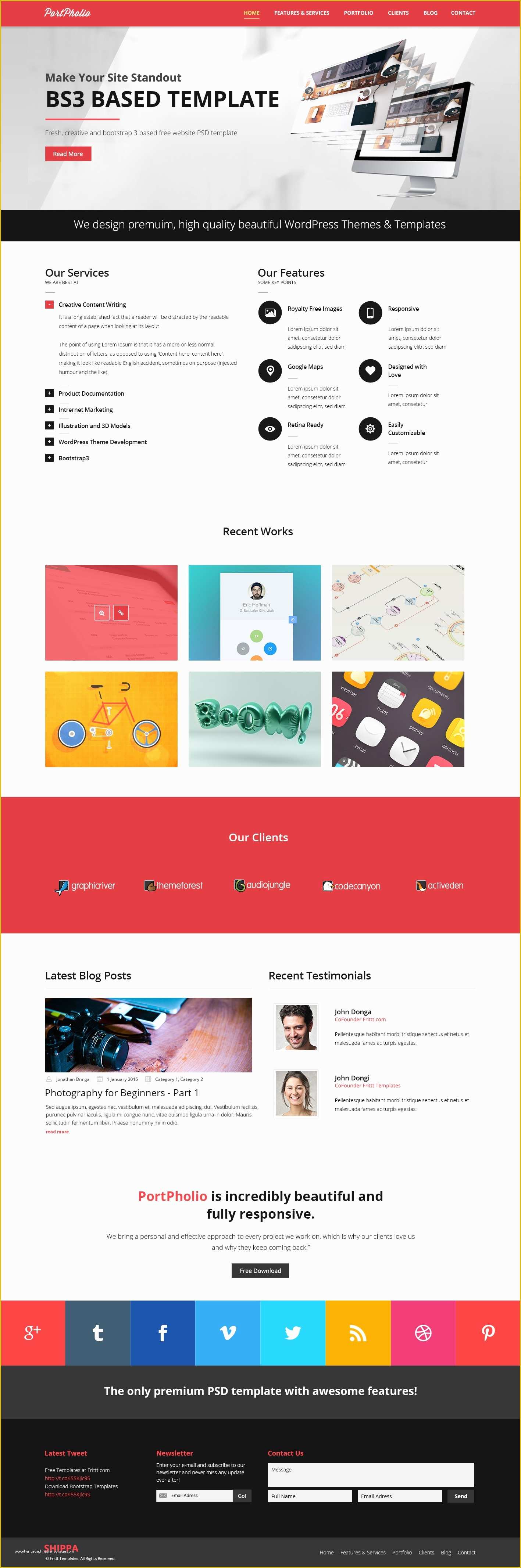 Free One Page HTML Template Of E Page Website Template