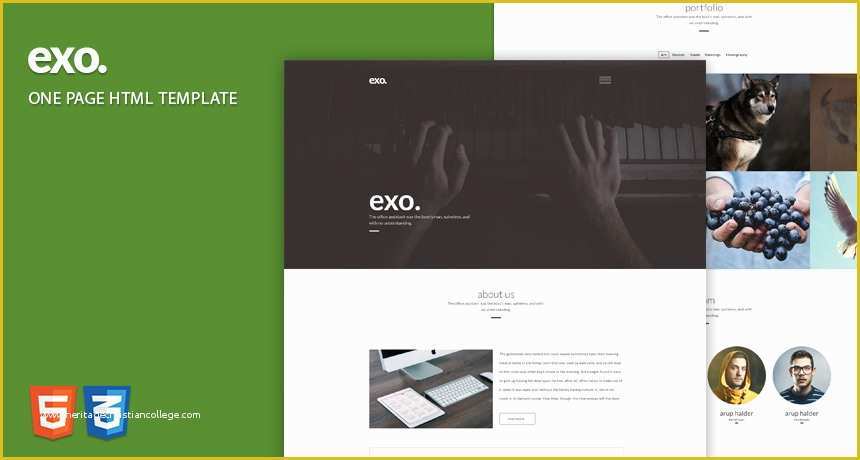 Free One Page HTML Template Of Exo E Page Web Template