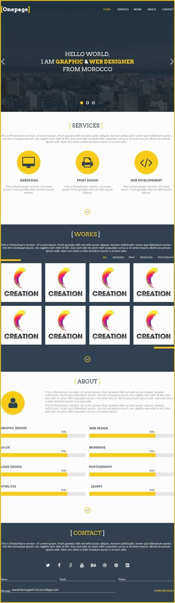 Free One Page HTML Template Of Free Single Page Website Templates Psd Css Author