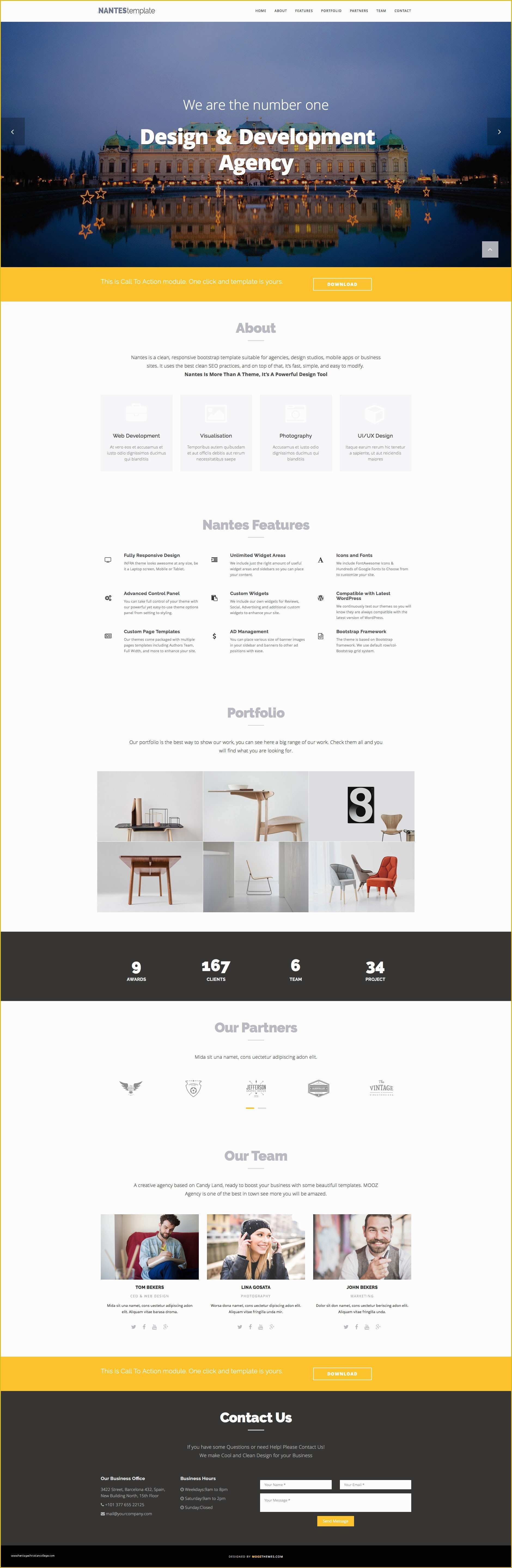 Free One Page HTML Template Of Nantes Free Responsive HTML5 Bootstrap E Page Template