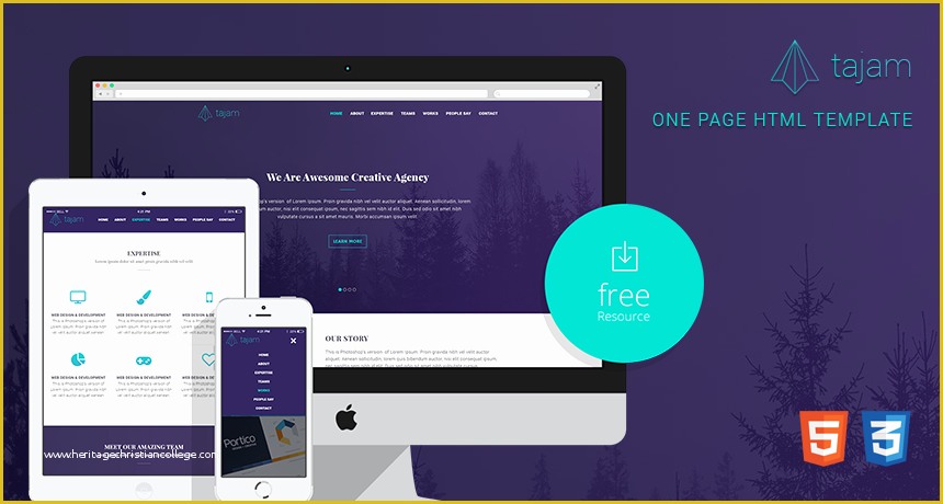Free One Page HTML Template Of Tajam – Free E Page HTML Template