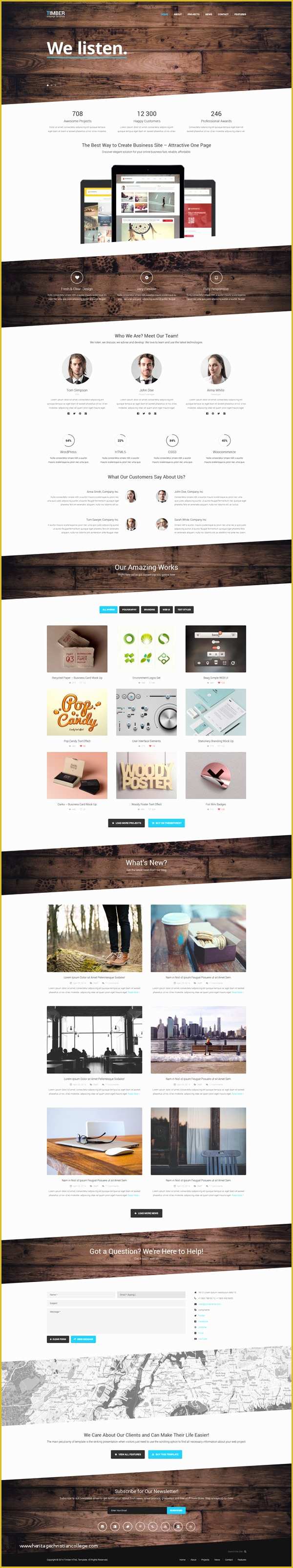 Free One Page HTML Template Of Timber – Free E Page Bootstrap Template