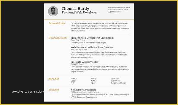 Free One Page Responsive HTML Resume Template Of 41 HTML5 Resume Templates Free Samples Examples format