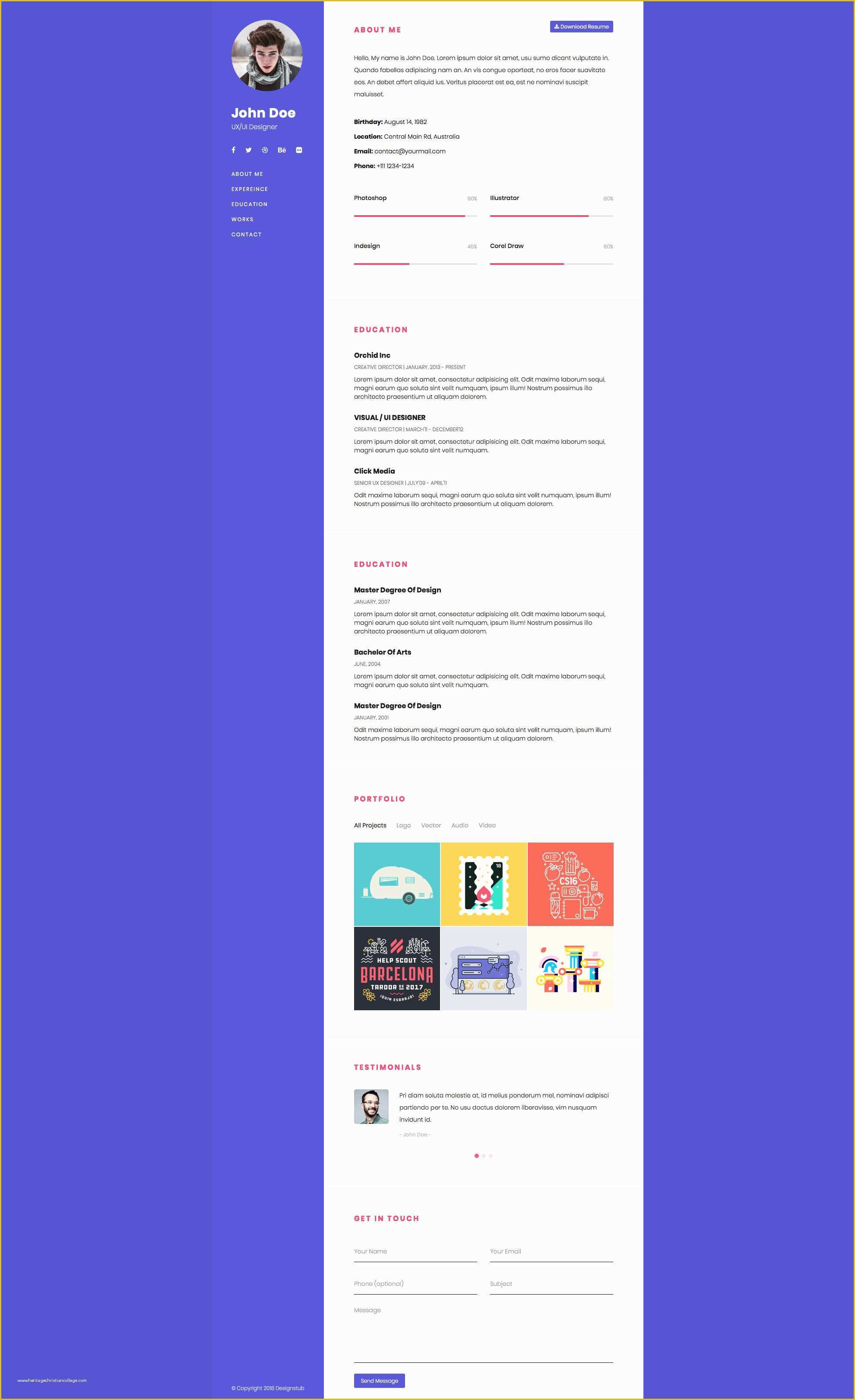 Free One Page Responsive HTML Resume Template Of E Page Bootstrap Resume Free Responsive HTML5 Bootstrap