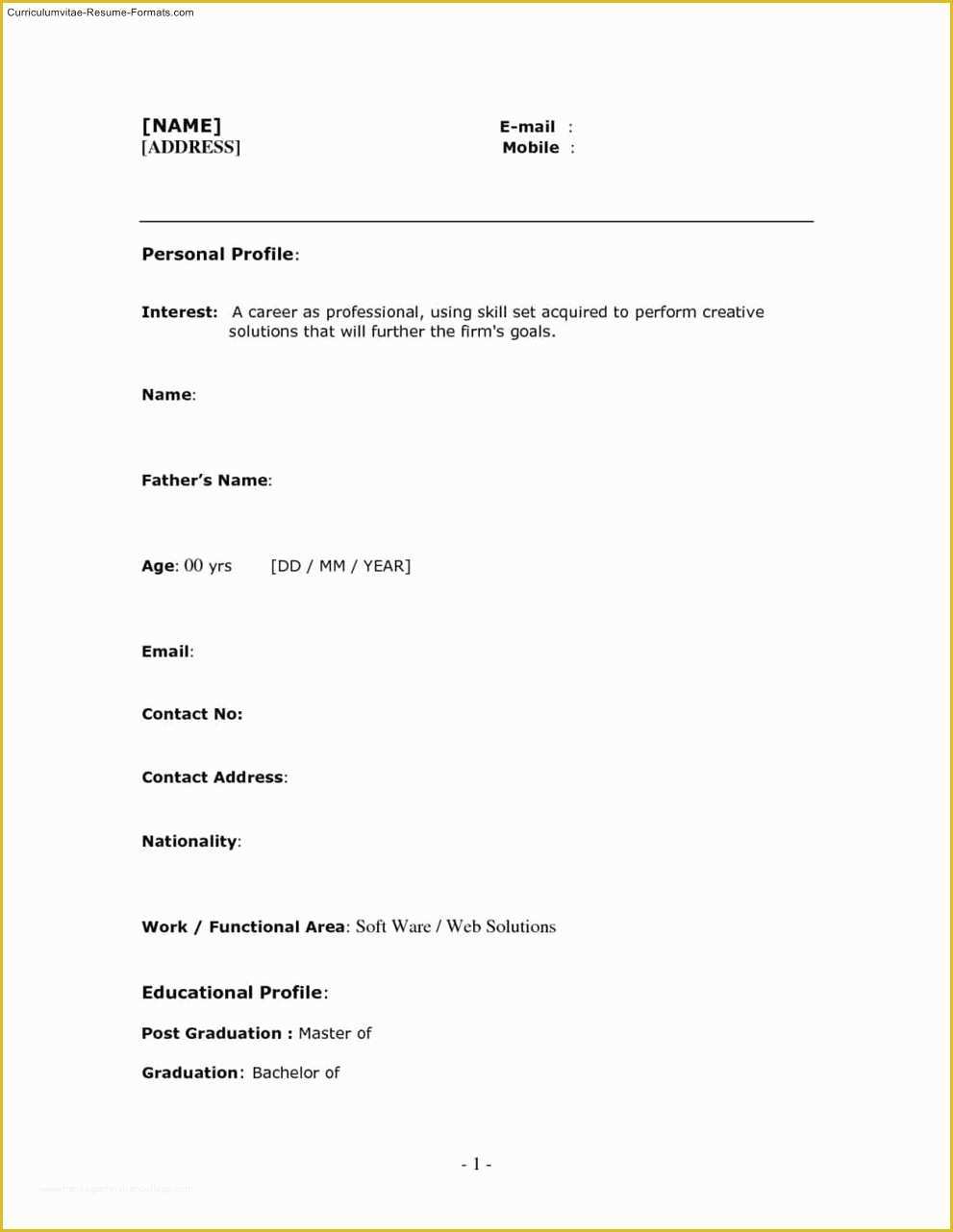 Free One Page Responsive HTML Resume Template Of Free E Page Resume Templates