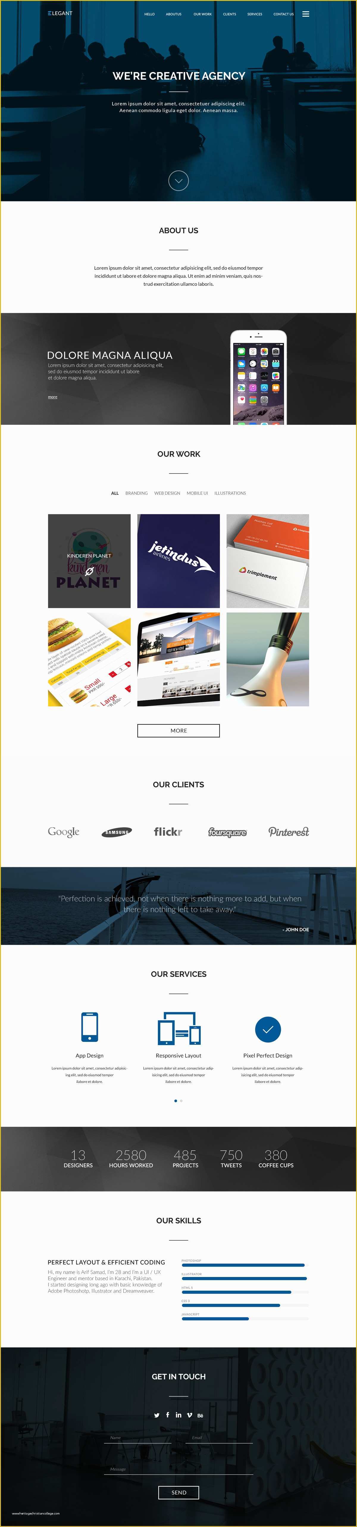 Free One Page Web Page Templates Of Elegant Free E Page Website HTML Template
