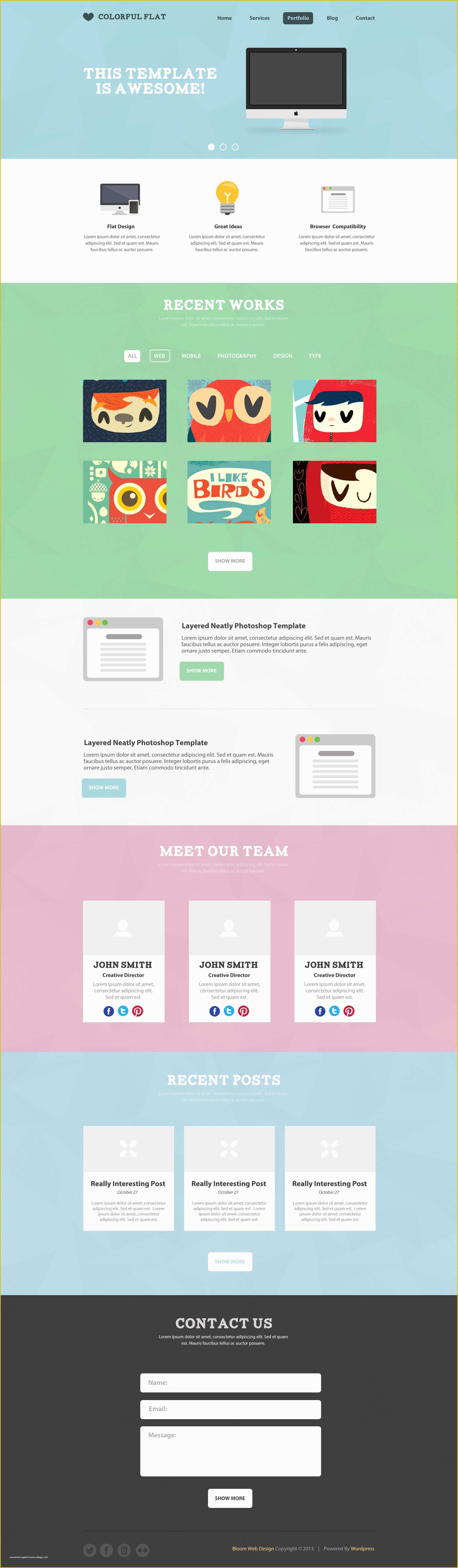 Free One Page Web Page Templates Of Free Flat E Page Website Psd Template Free Psd