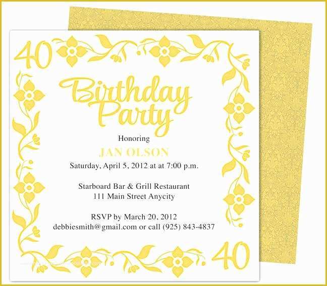 Free Online 40th Birthday Invitation Templates Of 40th Birthday Invitation Templates Uk and Party Invite