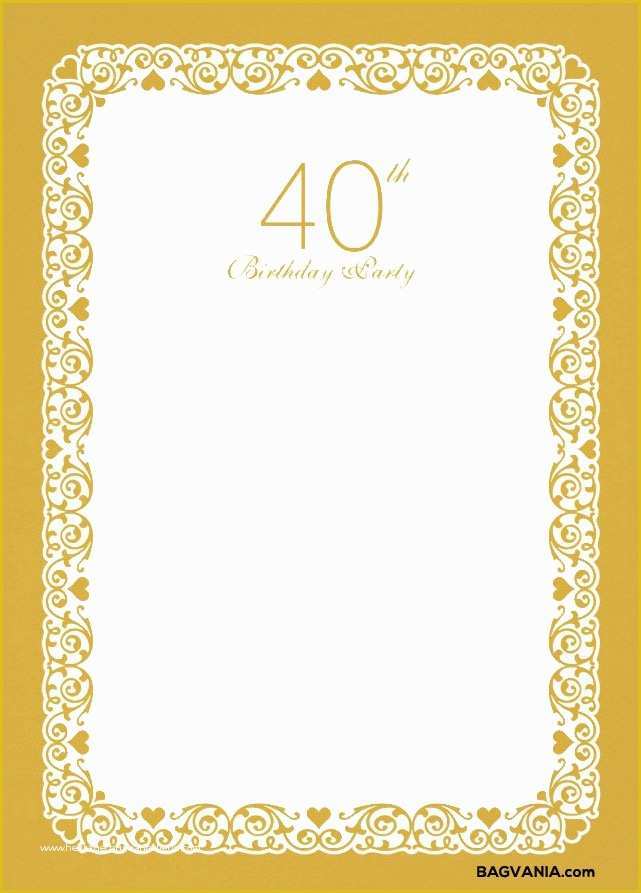 Free Online 40th Birthday Invitation Templates Of Free Printable 40th Birthday Invitation Template